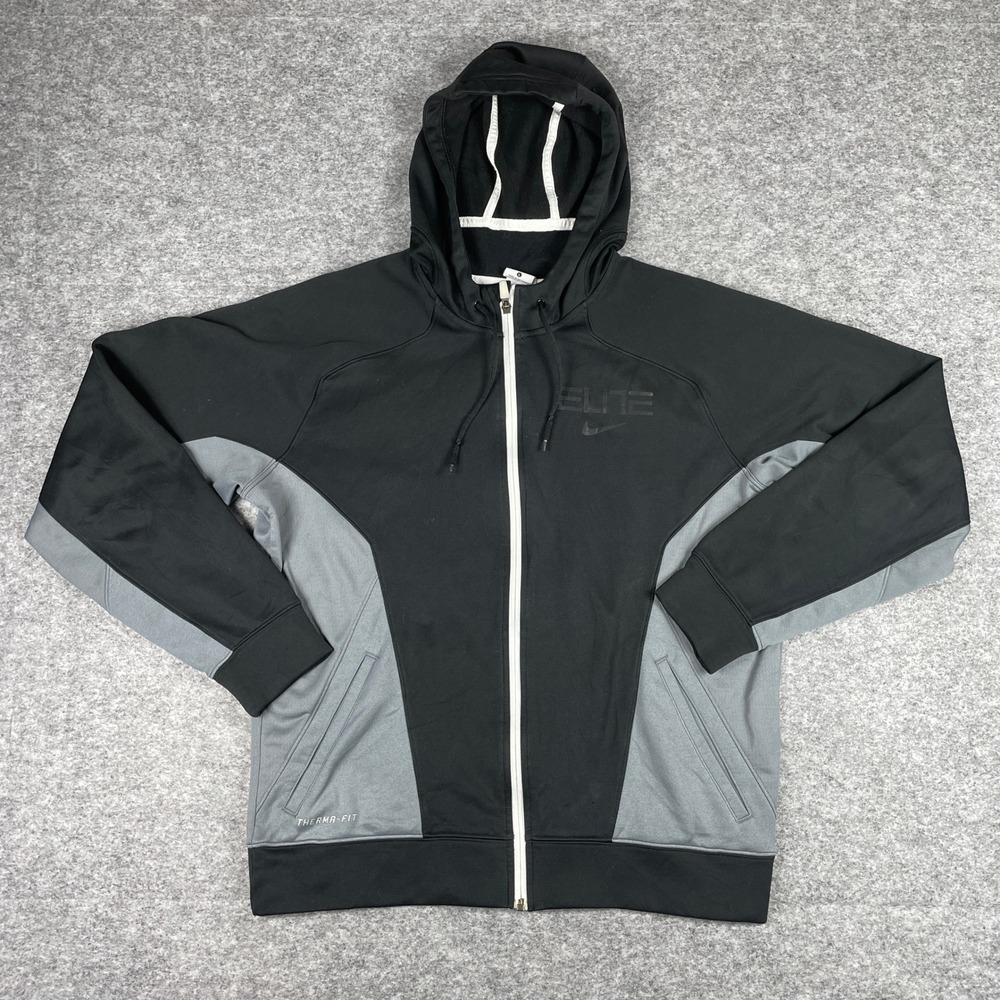 Nike Hoodie Mens Large Black Elite Therma-FIT Full Zip Performance 618313-010